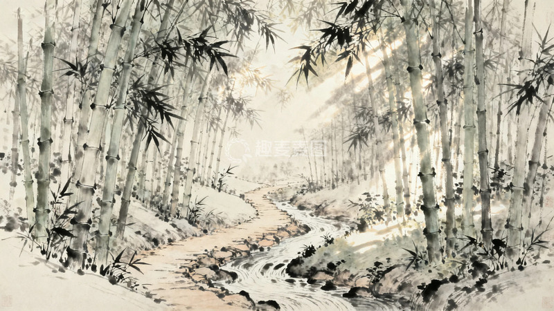 高清大图下载【趣麦麦图】竹林间穿过的小路2