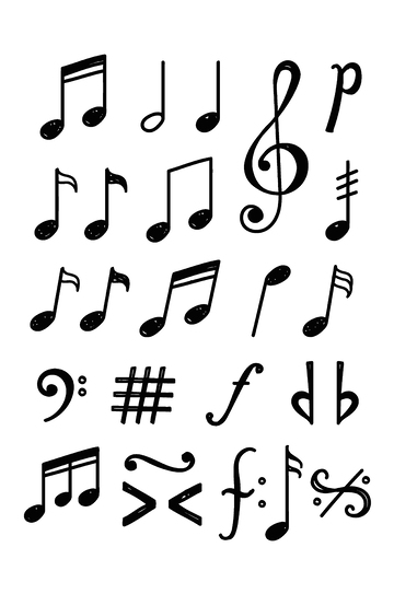 手绘音符矢量音乐五线谱
