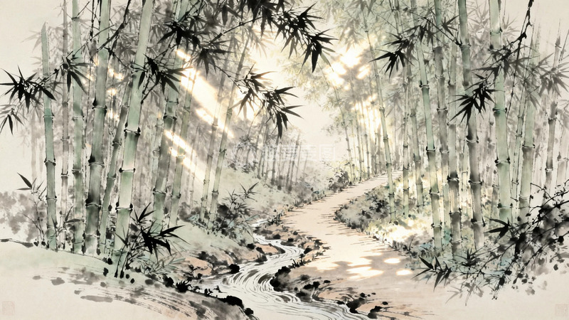 高清大图下载【趣麦麦图】竹林间穿过的小路5