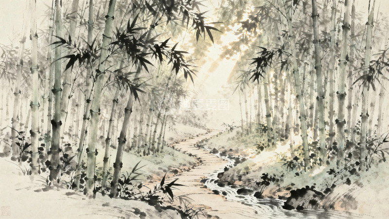 高清大图下载【趣麦麦图】竹林间穿过的小路3