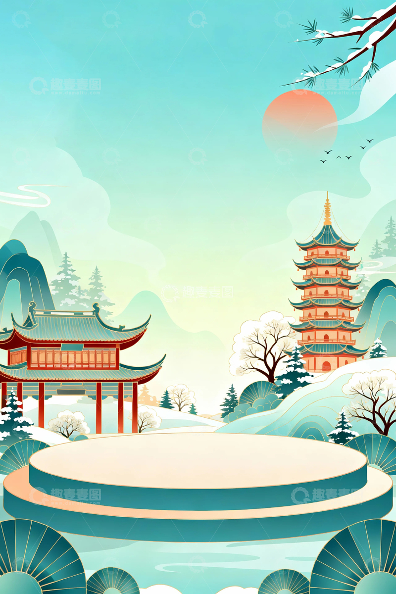 高清大图下载【趣麦麦图】-冬季冬天雪景背景01