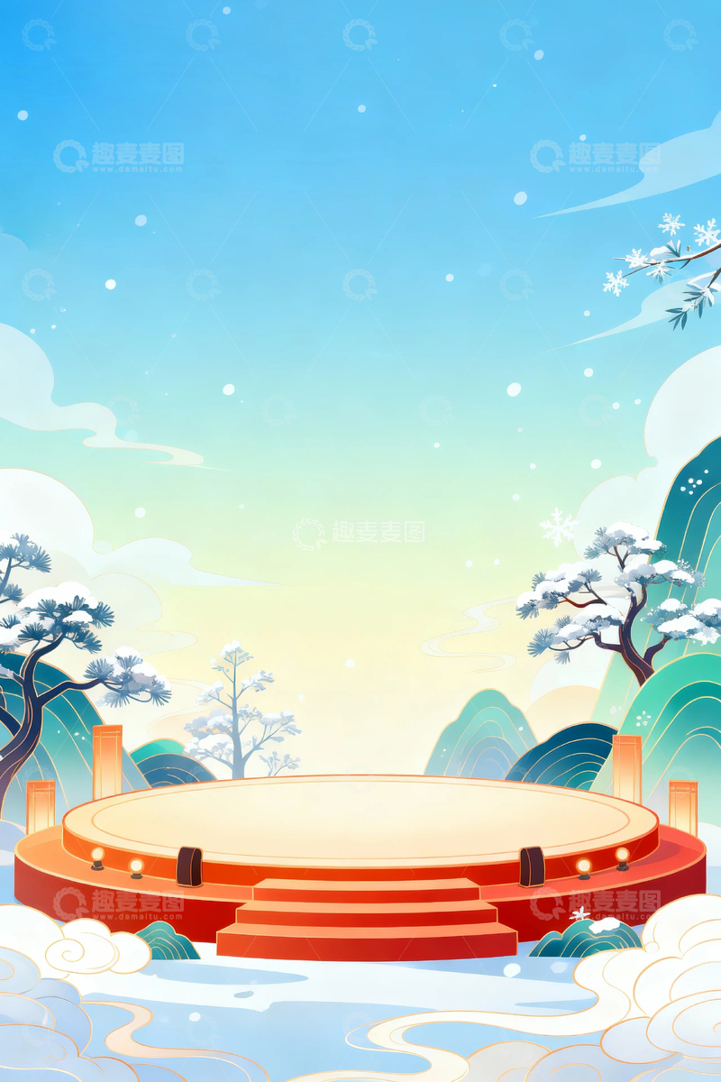 高清大图下载【趣麦麦图】-冬季冬天雪景背景05