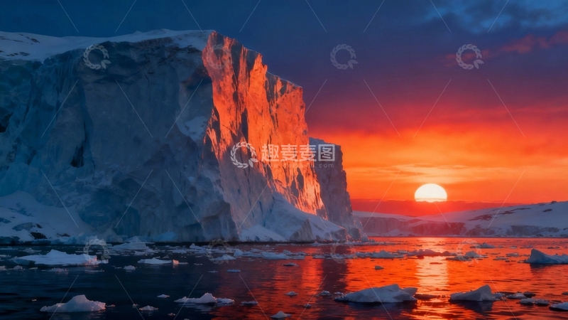 高清大图下载【趣麦麦图】沐浴在朝阳中的冰山9