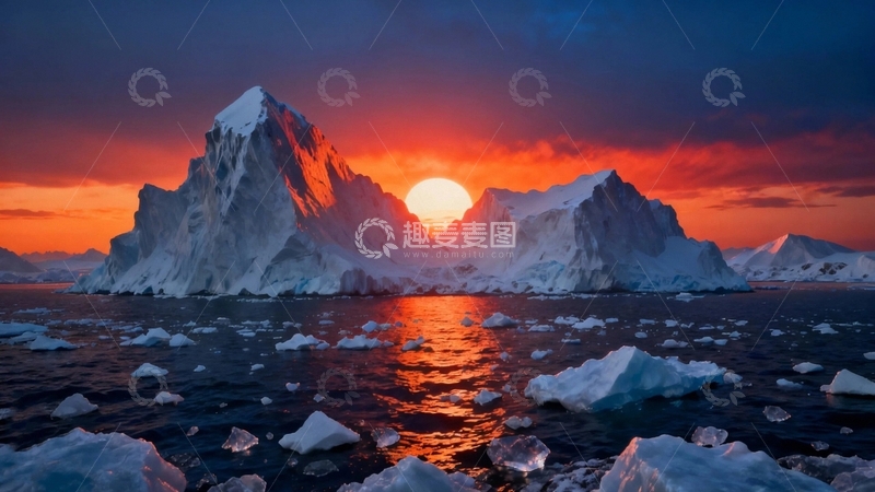 高清大图下载【趣麦麦图】沐浴在朝阳中的冰山5