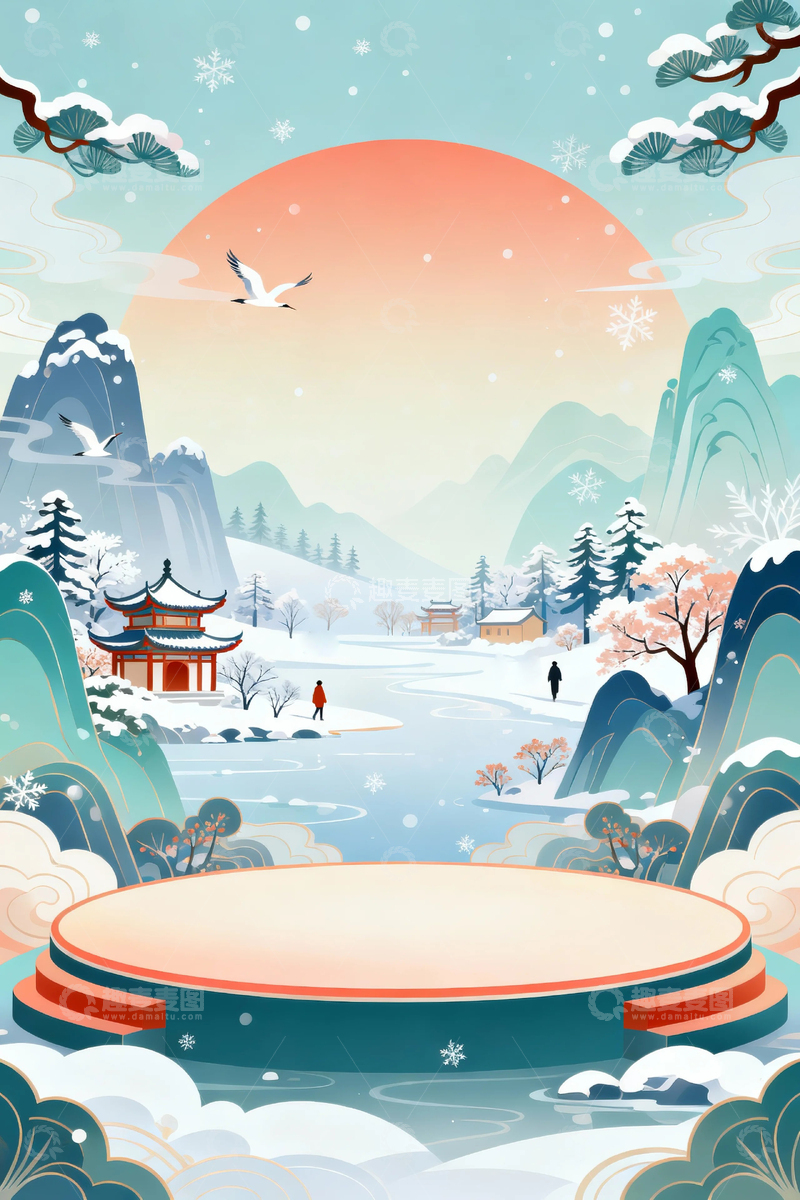 高清大图下载【趣麦麦图】-冬季冬天雪景背景02