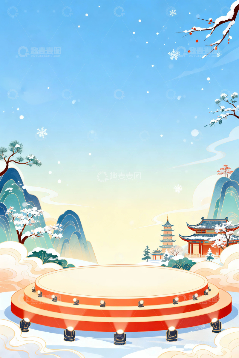 高清大图下载【趣麦麦图】冬季冬天雪景背景04