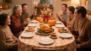 家人感恩节用餐节日场景商业照片