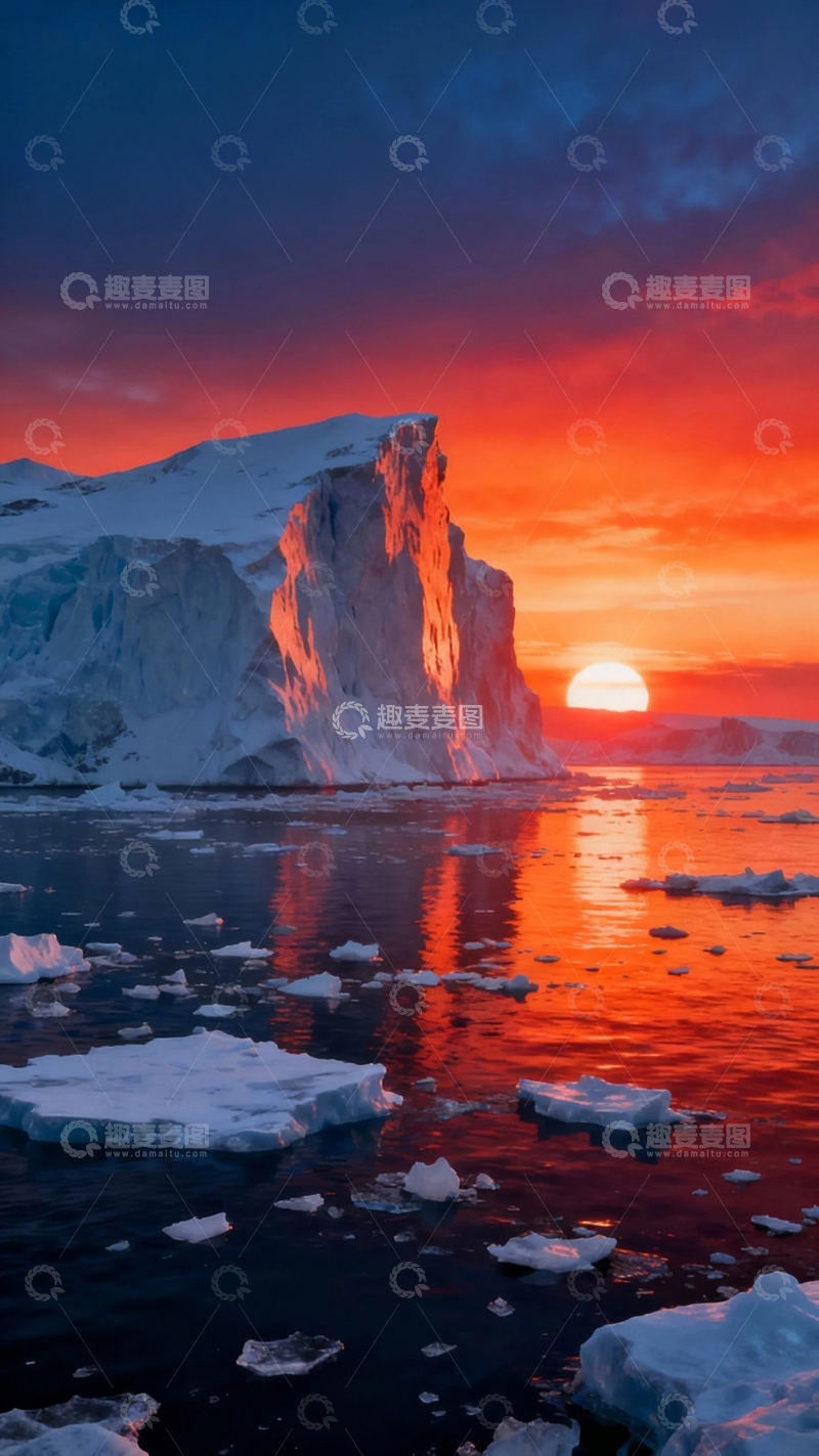 高清大图下载【趣麦麦图】沐浴在朝阳中的冰山4