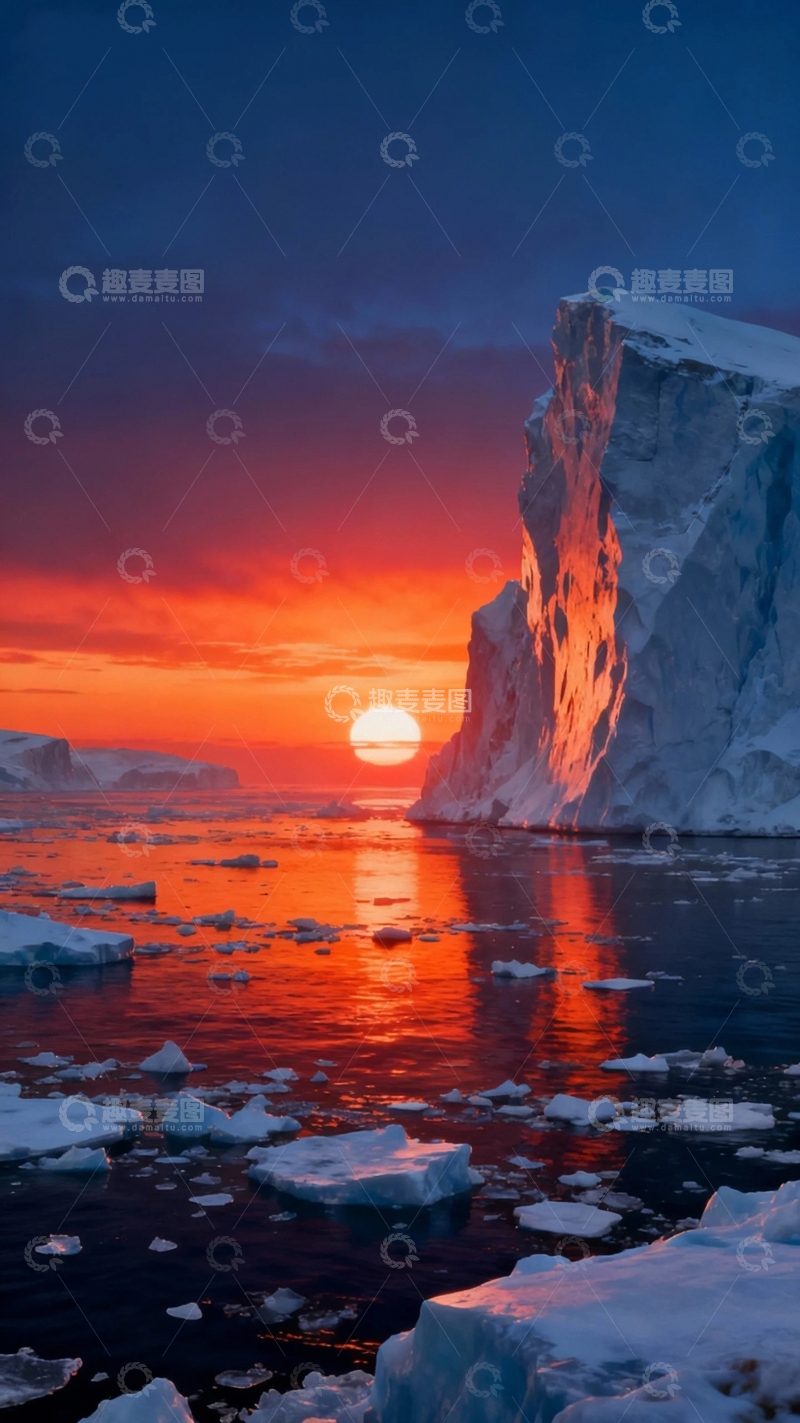 高清大图下载【趣麦麦图】沐浴在朝阳中的冰山2