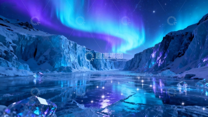 高清大图下载【趣麦麦图】极地冰山与极光9