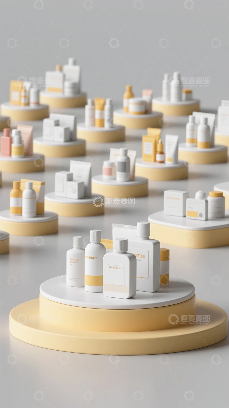 高清大图下载【趣麦麦图】简约化妆品展示台设计