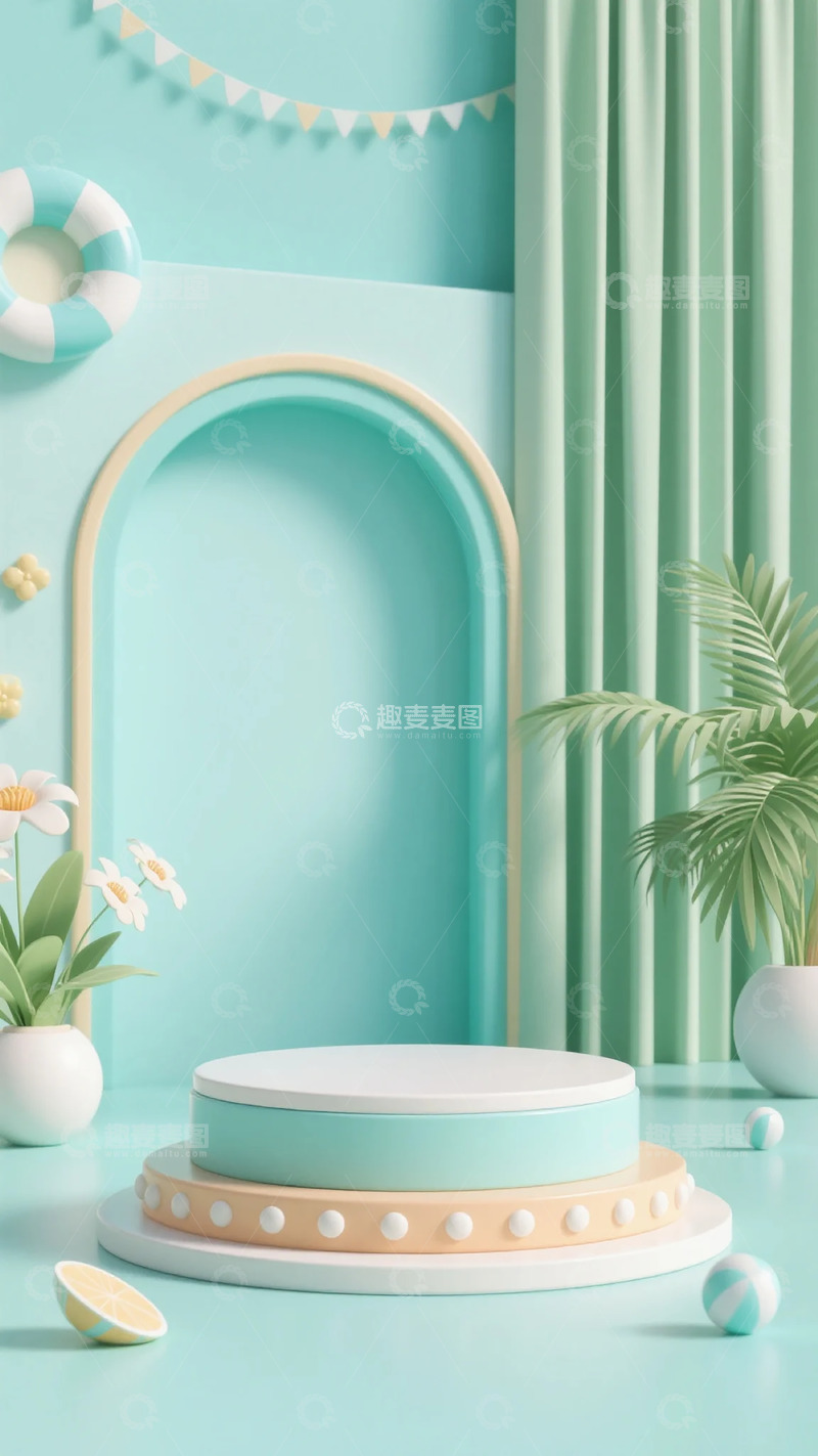 高清大图下载【趣麦麦图】清新夏日展示台设计