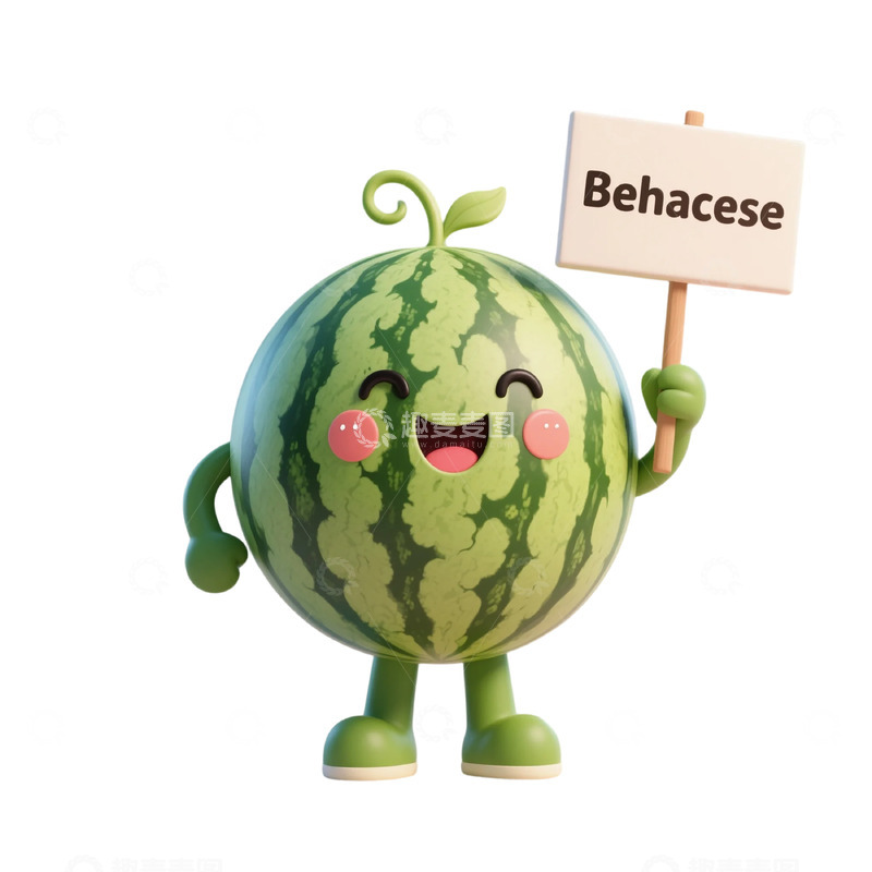 可爱西瓜卡通形象插画素材