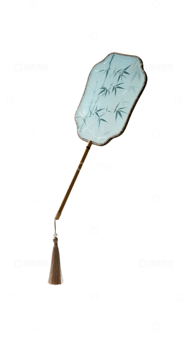 高清大图下载【趣麦麦图】古风团扇竹叶图案装饰