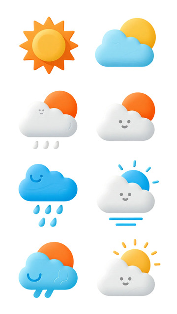 卡通天气图标集合