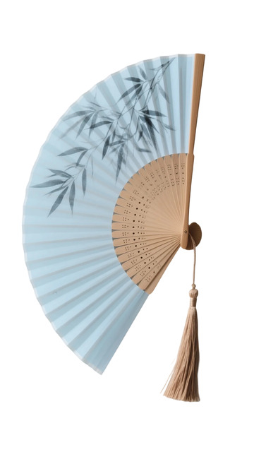 淡雅竹叶折扇东方艺术装饰