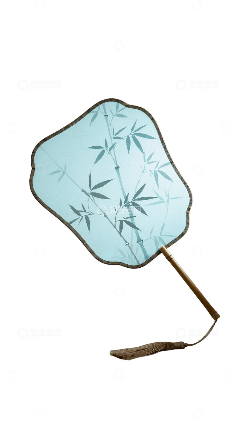 高清大图下载【趣麦麦图】古风扇子淡雅竹子图案