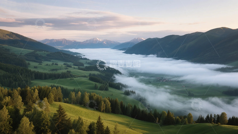 高清大图下载【趣麦麦图】山谷云海晨曦风光摄影