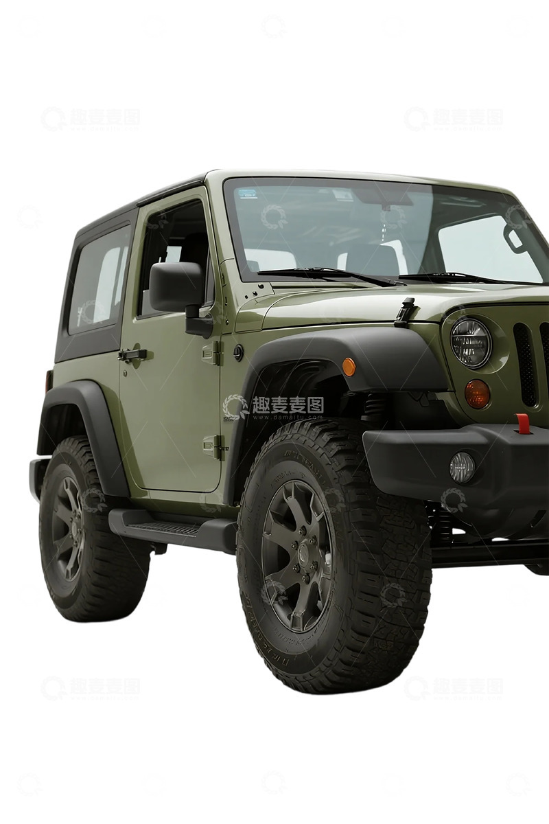 高清大图下载【趣麦麦图】军绿色越野车侧面图