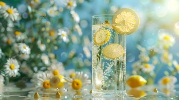 清新夏日柠檬水杯摄影