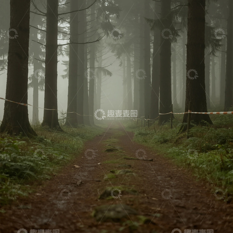 高清大图下载【趣麦麦图】迷雾森林小径风景摄影