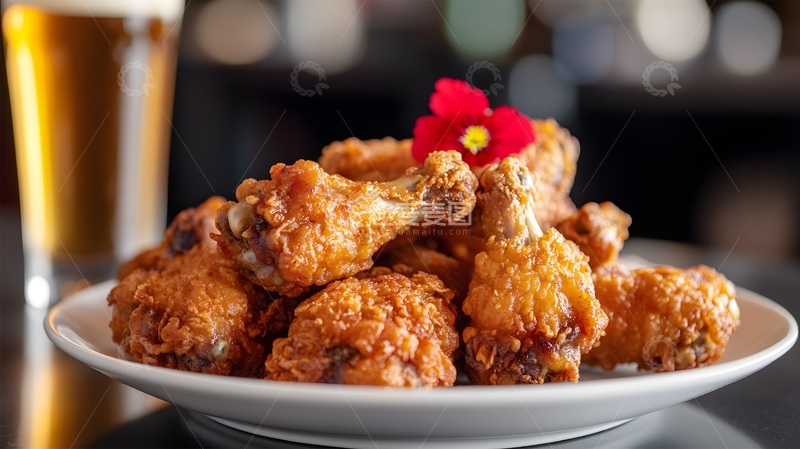 高清大图下载【趣麦麦图】金黄炸鸡美食特写摄影图