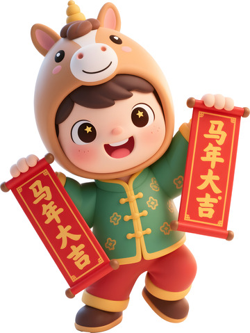 卡通马年贺岁喜庆插画