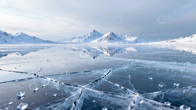 高清大图下载【趣麦麦图】冰湖与远山背景12