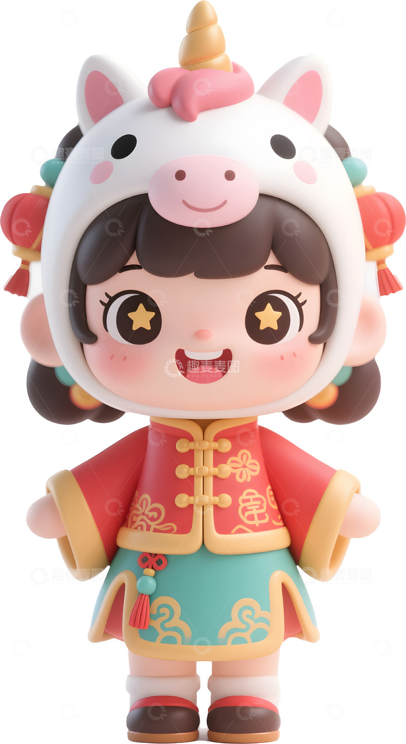 高清大图下载【趣麦麦图】可爱马年娃娃卡通吉祥物