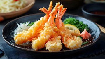日式天妇罗虾仁美食摄影
