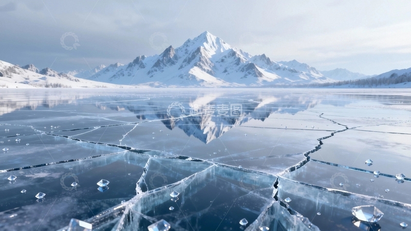 高清大图下载【趣麦麦图】冰湖与远山背景11