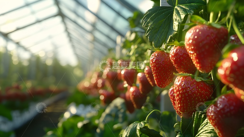 高清大图下载【趣麦麦图】温室草莓种植园景观摄影