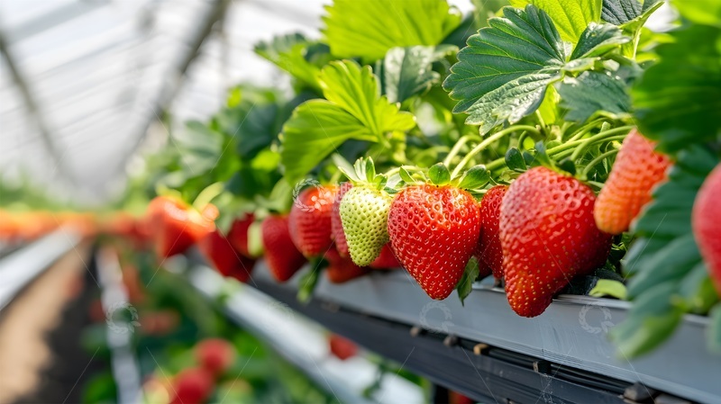 高清大图下载【趣麦麦图】温室草莓种植景观