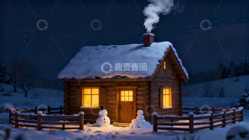 高清大图下载【趣麦麦图】冰雪世界小木屋12