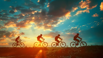 骑行剪影晚霞风景摄影
