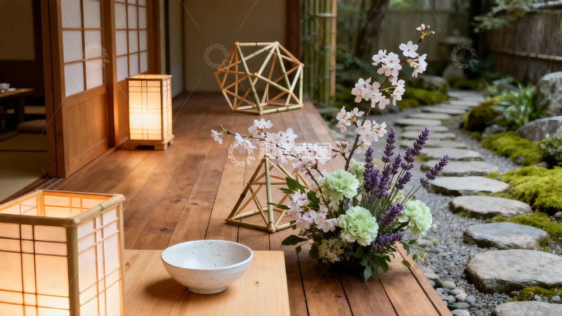 高清大图下载【趣麦麦图】日式庭院花艺装饰设计