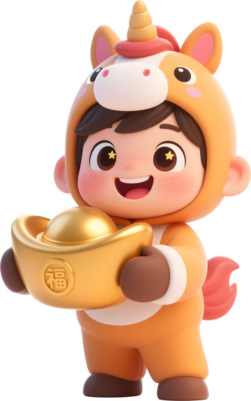 可爱卡通马形象金元宝