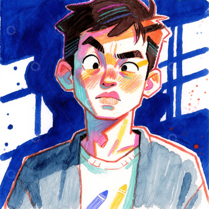 高清大图下载【趣麦麦图】水彩动漫人物头像插画素材