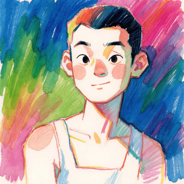 彩绘年轻男性人物头像插画