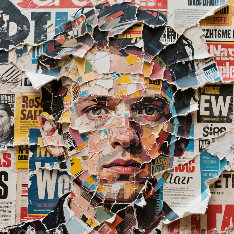 高清大图下载【趣麦麦图】拼贴艺术人像设计素材