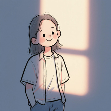 温馨漫画风女孩插画