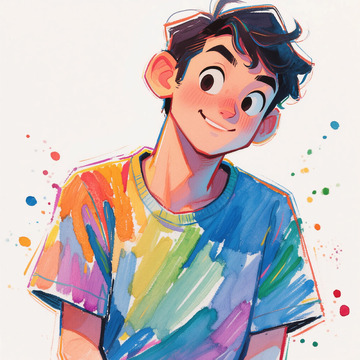 彩色插画青春男孩艺术风格