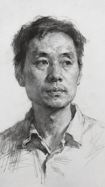 素描风格男性肖像绘画作品