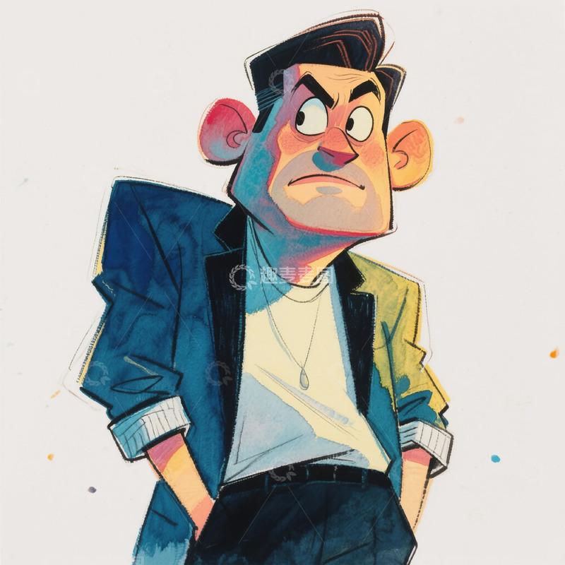 高清大图下载【趣麦麦图】动漫风男子插画素材