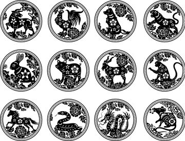 十二生肖剪纸艺术图案