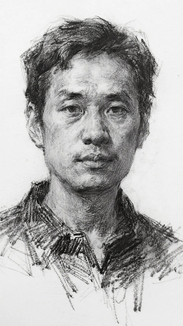 素描风格男性肖像艺术画作