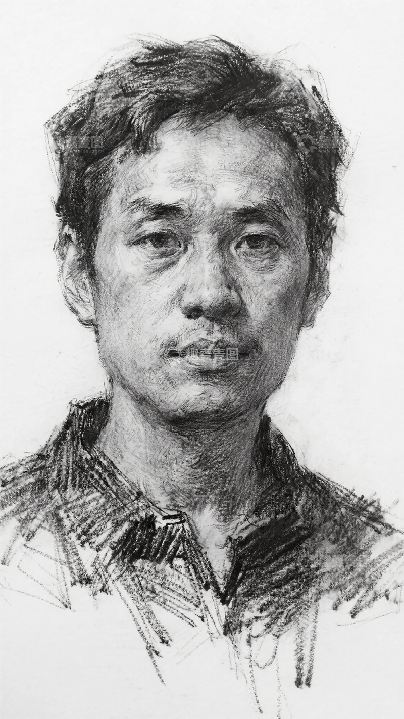 高清大图下载【趣麦麦图】素描风格男性肖像艺术画作