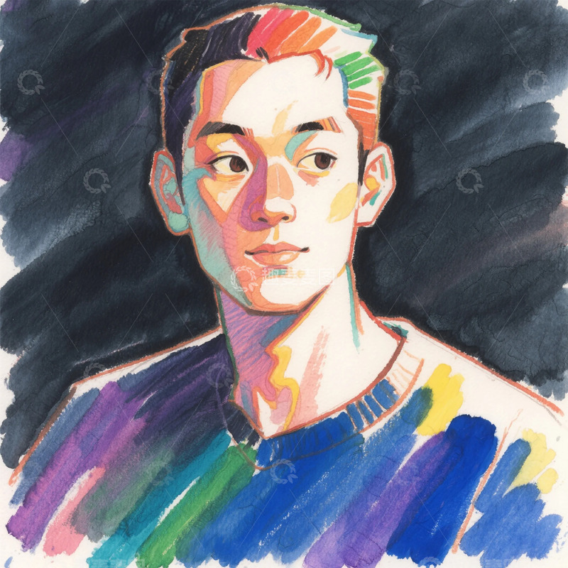 高清大图下载【趣麦麦图】彩绘画像现代风格人物半身像