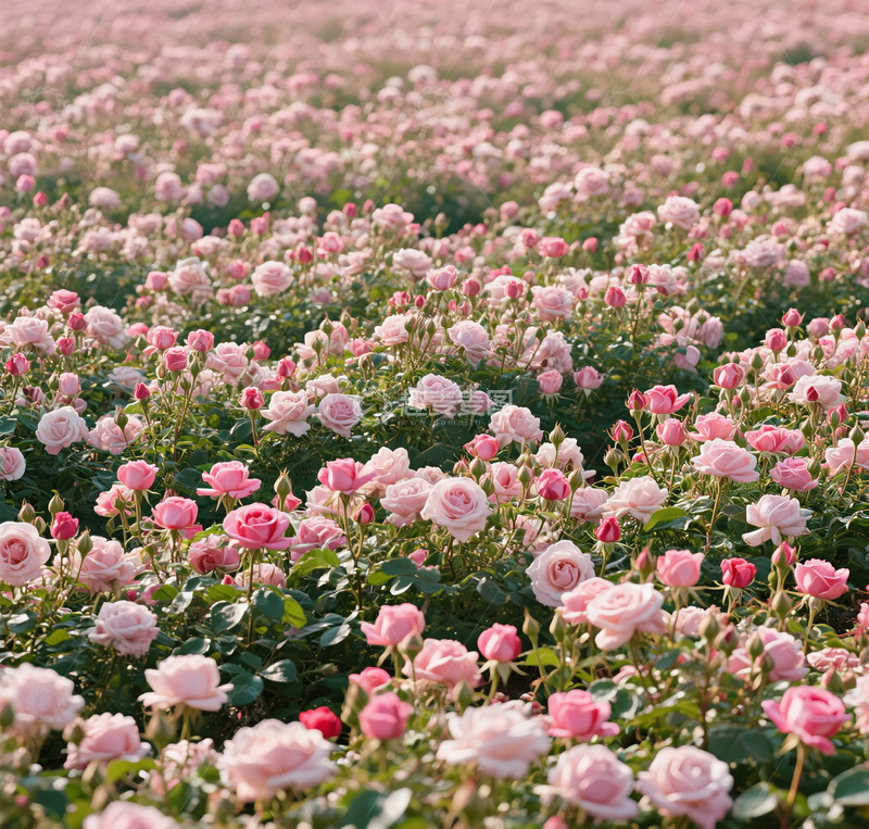 高清大图下载【趣麦麦图】粉色花海玫瑰花田美景壁纸