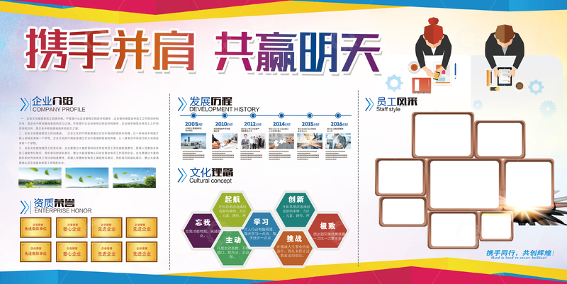 企业宣传展板设计携手并肩